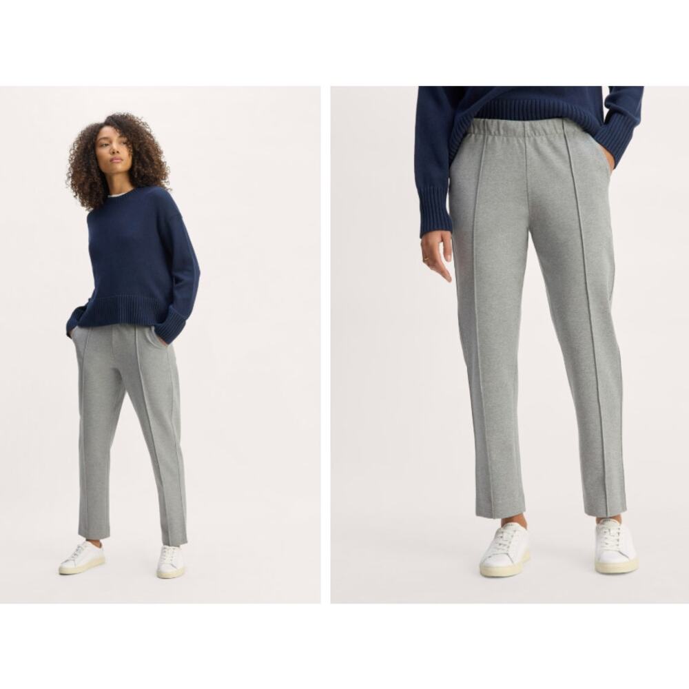 Everlane Dream Pant Womens Size XS Elastic Waist Double Knit Pintuck Tapered Leg